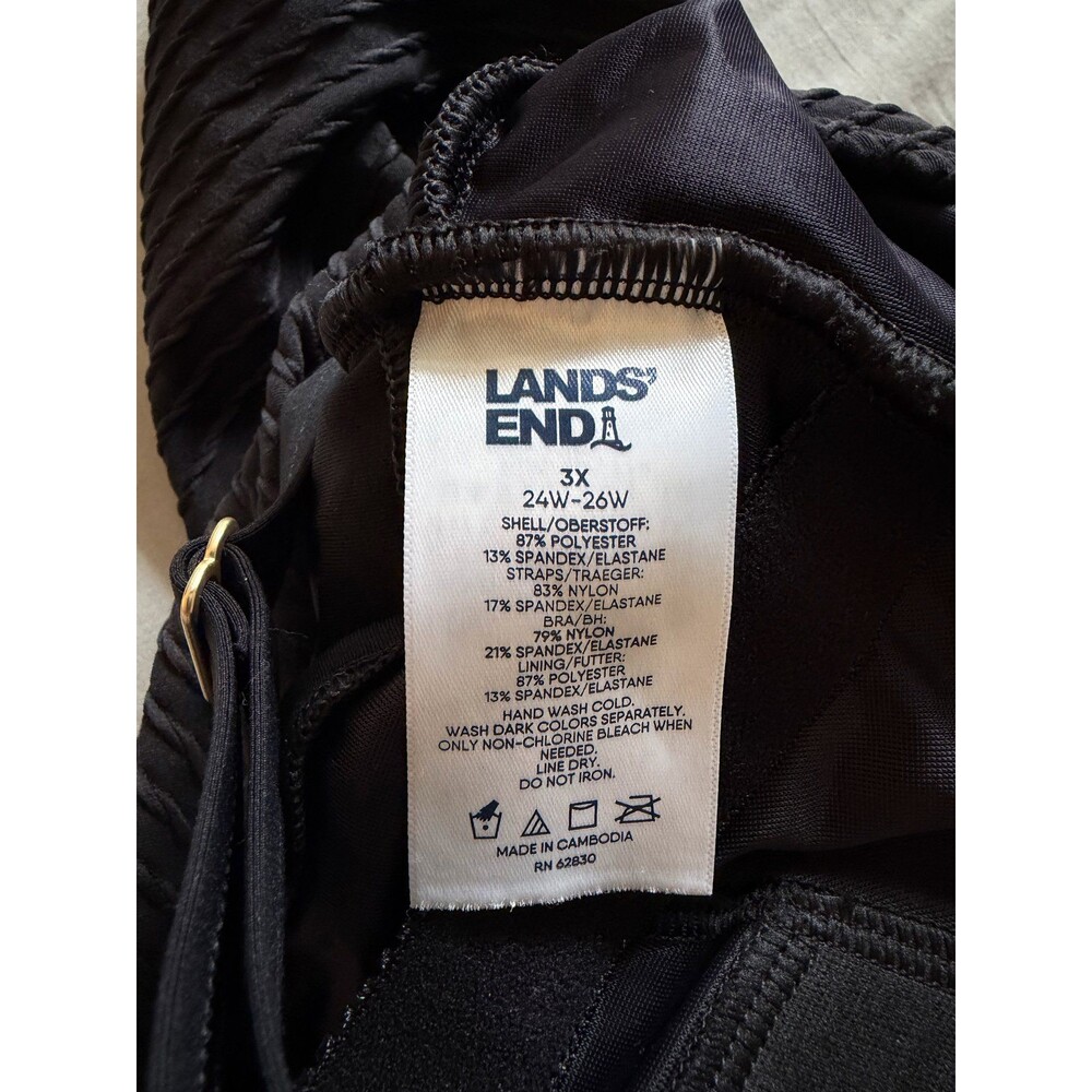Lands' End Black Swim Dress 3X 24W-26W Scoop Neck One-Piece Swimsuit - Picture 4 of 5
